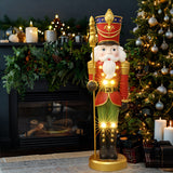 Christmas Soldier Nutcracker Decor with Scepter and Lights, 4ft