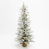 Pre-Lit Snow-Flocked Christmas Tree with Base,4Ft