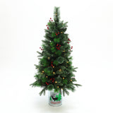 Pre-Lit Green Pine Christmas Tree with Potted,4Ft