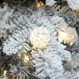 Pre-Lit Flocked Artificial Slender Christmas Tree, 7ft