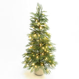 Pre-Lit Green Christmas Branches Tree with Potted,4.5Ft