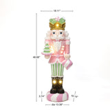 Christmas Nutcracker Pink Soldier with Candy Tree Lights, 4ft