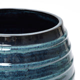 Tall Ceramic Planter Pot for Indoor Outdoor Plants with Drainage Hole, Blue 17.7''