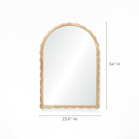 Scalloped wood frame arch wall mirror