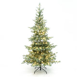 Pre-Lit Green and Gray Pine Christmas Tree with Stand,7ft