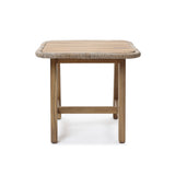 Solid Wood Outdoor Side Table with Woven Wicker Trim, 17.7'' H