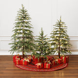 Pre-Lit Green Artificial Trees Christmas with Stand-Set of 3
