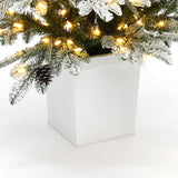 Pre-Lit Flocked Pine Christmas Tree with  Silver Pot,5ft