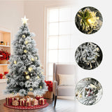 Pre-Lit Fiber Optic Flocked Pine Christmas Tree,6ft