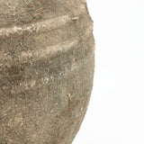 Rustic Gray and White Round Terracotta Vase,13.4''