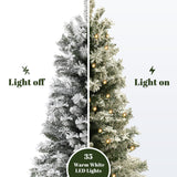 4Ft Pre-Lit LED Battery-Operated with Timer Artificial Flocked Fir Christmas Tree with Square Planter