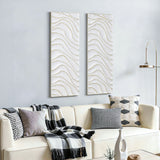 White Metal Wall Decor with Gold Wave Accents, Set of 2, 39.5'' H