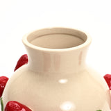 Ivory ceramic vase with strawberries, 11" h