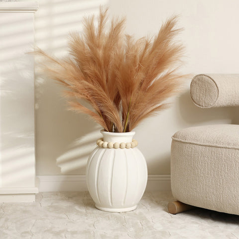 Modern white tall round vase