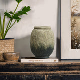 Rustic Brown & Green Bottom Round Terracotta Vase,10''