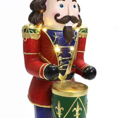 Traditional nutcracker drummer soldier with lights, 2ft tall