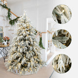 Pre-Lit Snowy Branches Christmas Tree with Stand,6.5Ft