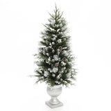 Pre-Lit Green Christmas Tree with Light Faux Snow,4.5ft