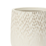 Textured Tall Plant Pots, Off-white Large Plant Pot with Drainage Hole 14.4'' H