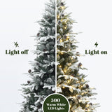 Pre-Lit Lightly Flocked Christmas Tree with Stand,7.5Ft