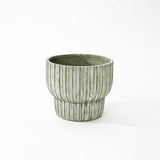 Green Ribbed Planter Pot, Vintage Fluted Plant Pot with Drainage 16.1'' Dia
