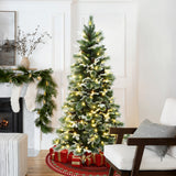 Pre-Lit Snow-Flocked Artificial Pine Christmas Tree, 6ft