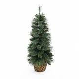 Pre-Lit Green Full Christmas Tree Potted,3.9Ft