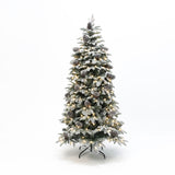 Pre-Lit Flocked Artificial Pine Christmas Tree, 6ft