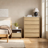 Modern Wood Storage Chest  with with Faux Marble Top,Oak