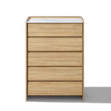 Modern Wood Storage Chest  with with Faux Marble Top,Oak