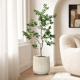 Textured Tall Plant Pots, Off-white Large Plant Pot with Drainage Hole 14.4'' H