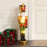 Christmas Soldier Nutcracker Decor with Scepter and Lights, 3ft