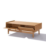 Eric oak finish coffee table with storage