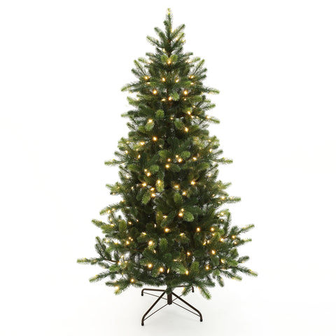 decorating-home-with-pre-lit-green-full-fir-artificial-christmas-tree