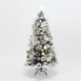 Pre-Lit Fiber Optic Flocked Pine Christmas Tree,6ft