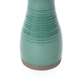 Green Outdoor Ceramic Birdbath with Peacock Feather Design, 20''