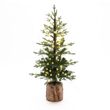 Pre-Lit Green Evergreen Christmas Tree with Potted,3.9Ft