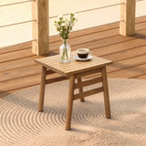 Acacia Wood Square Outdoor Side Tables for Patio, 18.5'' H