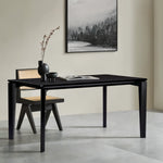 Wenge in ash veneer wood rectangle dining table with rubberwood legs - LuxenHome