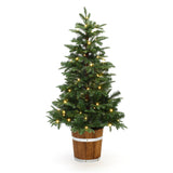 Pre-Lit Green Artificial Christmas Tree Potted,3.9Ft