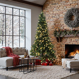 Pre-Lit Green Slender Christmas Tree with Stand,7.5Ft