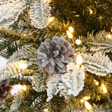 Pre-Lit Flocked Pine Christmas Tree with  Silver Pot,5ft