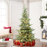 Pre-Lit Green and Gray Pine Christmas Tree with Stand,7ft