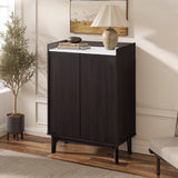 Modi Wenge Wood Storage Cabinet with Raised Sides, 29.5"