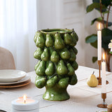 Green ceramic pears vase, 12.4" h