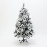 Pre-Lit Flocked Fiber Optic Christmas Tree,5ft