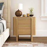 Mid-Century Modern Wood Storage Nightstand,Oak 23.6''