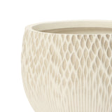 Textured Round Plant Pots, Off-white Large Plant Pot with Drainage Hole 14.2'' Dia