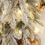 Pre-Lit Flocked Christmas Trees with Metal Stand,Set of 3
