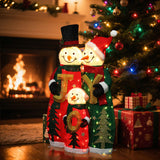 Christmas Lighted with JOY Snowman Family Yard Decoration,39.4''